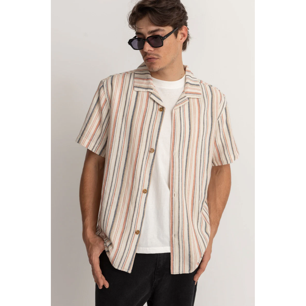 Rhythm - Vacation Stripe SS Shirt - Natural - Velocity 21