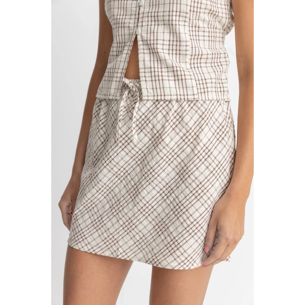 Rhythm - Rumi Check Bias Cut Mini Skirt - Velocity 21