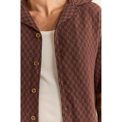 Rhythm - Relaxed Texture SS Shirt - Chocolate - Velocity 21