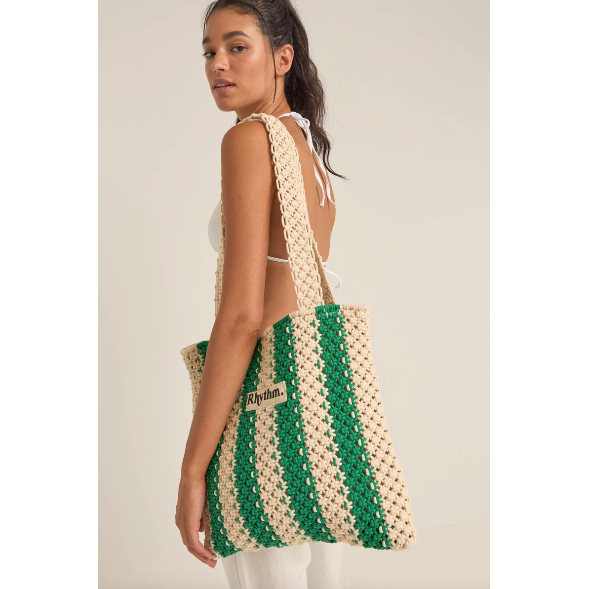 Rhythm - Dinero Stripe Crochet Tote Bag - Velocity 21