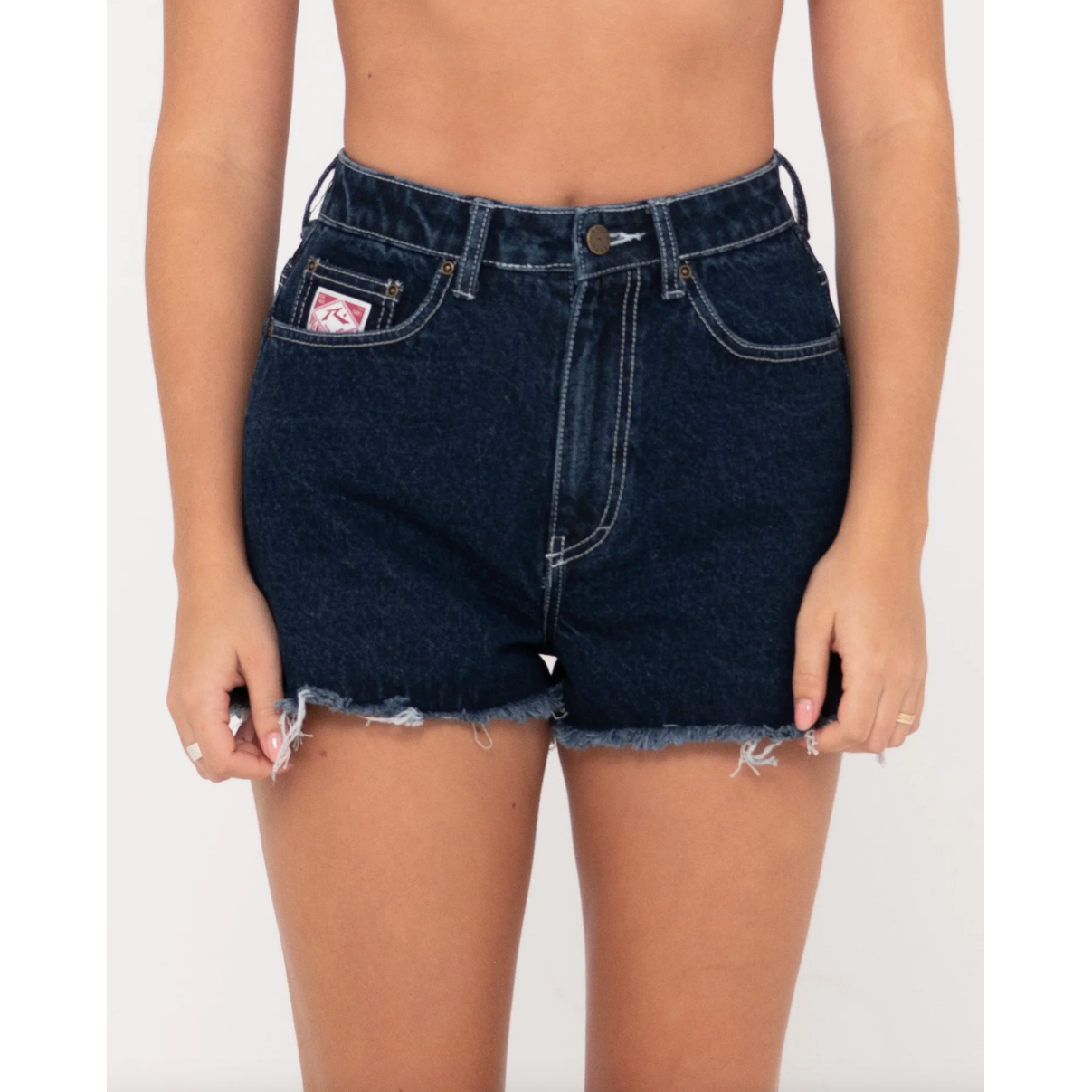 Rusty - Penny Kick Flare Denim Short - Deep Blue - Velocity 21