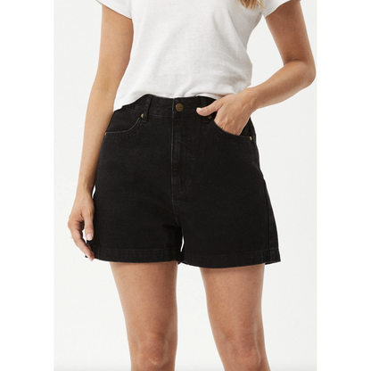 Afends - Seventy Threes Organic Denim High Waisted Shorts - Washed Black - Velocity 21