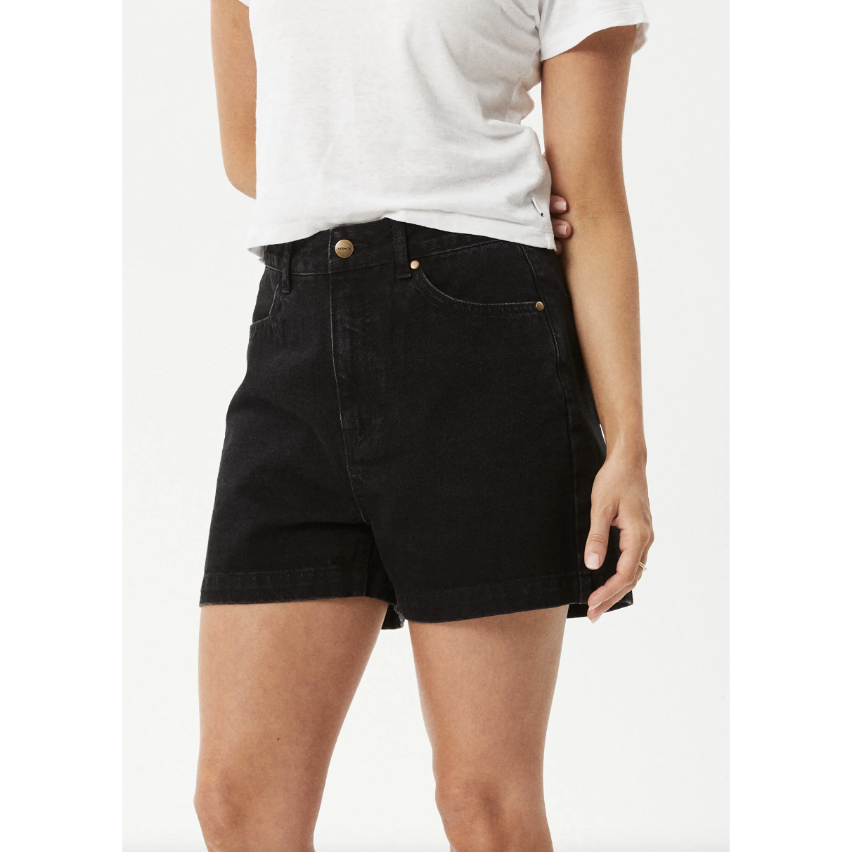 Afends - Seventy Threes Organic Denim High Waisted Shorts - Washed Black - Velocity 21