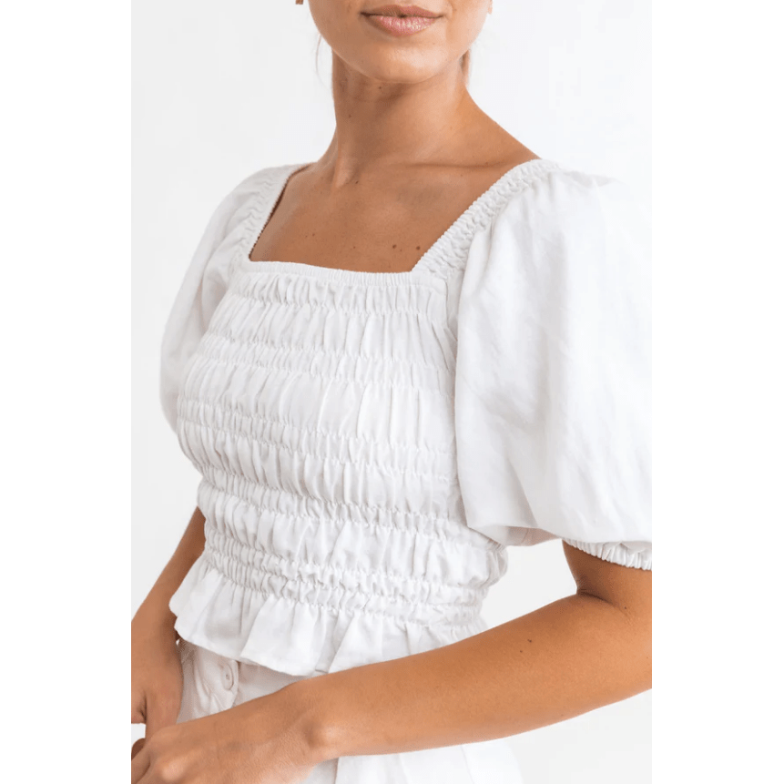 Rhythm - Bronte Smocked Top - White - Velocity 21