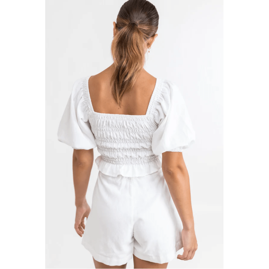 Rhythm - Bronte Smocked Top - White - Velocity 21