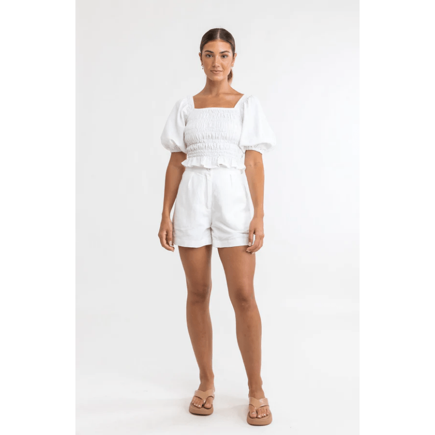 Rhythm - Bronte Smocked Top - White - Velocity 21